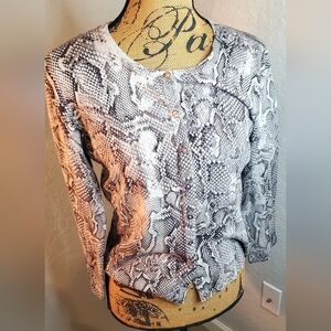 White House Black Market Snake Print Cardigan